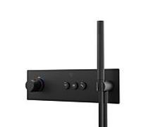 Steinberg Serie 390 Sensual Rain kit de montage final 39042322S thermostat à encastrer, 3/4", plaque de recouvrement carrée, pour 3 Verbraucher , noir mat