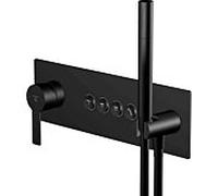 Steinberg Serie 390 Sensual Rain set de finition 39022422S Mitigeur monocommande à encastrer, 3/4", plaque de recouvrement carrée, pour 4 consommateurs, noir mat