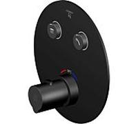Steinberg Serie 390 Sensual Rain set de finition 39043213S thermostat encastrable, plaque de recouvrement ronde, pour 2 Verbraucher , noir mat