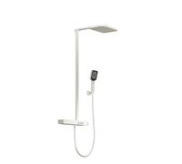 Steinberg Série 390 Système de douche, thermostat, 3 consommateurs, Pushtronic, pomme de douche pluie 2 jets, douchette à main, 3902790BN, Couleur: Nickel brossé