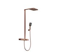 Steinberg Série 390 Système de douche, thermostat, 3 consommateurs, Pushtronic, pomme de douche pluie 2 jets, douchette à main, 3902790BC, Couleur: cuivre brossé