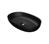 Steinberg Série 440 lavabo à poser, ovale, 600x400x130mm, SOLIDSurface, sans trou pour robinet, sans trop-plein, 4406116S, Couleur: noir mat