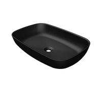 Steinberg Série 440 lavabo à poser, rectangulaire, 600x400x130mm, SOLIDSurface, sans trou pour robinet, sans trop-plein, 4406114S, Couleur: noir mat