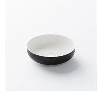 Steinberg Série 440 lavabo à poser, rond, sans trop-plein, 400x400x120mm, SOLIDSurface, 4406120SW, Couleur: Noir mat / Blanc mat