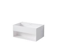 Steinberg Série 443 lavabo mural, avec compartiment ouvert, 600x400x280mm, 1 trou pour robinet, avec trop-plein, SOLIDSurface, 4437110W