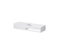 Steinberg Série 443 lavabo mural, tiroir à gauche, porte-serviette à droite, 1200x400x200mm, 1 trou pour robinet, avec trop-plein, SOLIDSurface, 4437215W