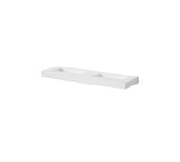 Steinberg Série 444 double lavabo mural, 2 trous pour robinet, sans trop-plein, SOLIDSurface, 1500x460x100mm, blanc mat, 4447200W