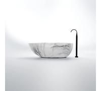 Steinberg Série 540 Baignoire en pose libre, ovale, SOLIDSurface, y compris garniture de vidage, tuyau d'écoulement et siphon, 540801052, Couleur: Marbre clair