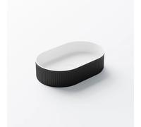 Steinberg Série 740 lavabo à poser, ovale, sans trop-plein, 550x350x120mm, SOLIDSurface, 7407010SW, Couleur: Noir mat / Blanc mat