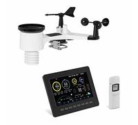 Steinberg Systems Station Météo Connectée Sans Fil Professionnelle Centrale Intérieur Extérieur Radio Capteur SBS-WS-500 (Écran LCD 7", Portée de 100 m, WiFi/Services En Ligne, Avertissements, USB)