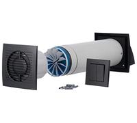 Steinberg14 Unite de VMC Décentralisée 100 mm - Anthracite Récupérateur de Chaleur avec Interrupteur - Kit VMC Double Flux - Répartiteur d'air - Système de Ventilation Murale