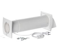 Steinberg14 Unite de VMC Décentralisée 100 mm - Blanc Récupérateur de Chaleur avec Câble et Cordon de Serrage - Kit VMC Double Flux - Répartiteur d'air - Système de Ventilation Murale