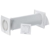 Steinberg14 Unite de VMC Décentralisée 100 mm - Blanc Récupérateur de Chaleur avec Interrupteur - Kit VMC Double Flux - Répartiteur d'air - Système de Ventilation Murale