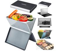 Steinborg Mini barbecue pliable pour ordinateur portable, grille de camping, montage rapide, cadre résistant à la chaleur, grandes grilles de ventilation, barbecue au charbon