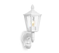 STEINEL Luminaire extérieur L 15 S blanc, applique d'extérieur classique | détecteur de mouvement 180°, max. 10 m, lanterne, max. 60 W, E27