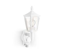 Steinel Luminaire extérieur L 16 S blanc, détecteur de mouvement 180°, portée 10m, E27 max. 60 W, interrupteur crépusculaire, design classique, lanterne, IP44