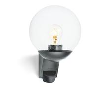 Steinel Luminaire extérieur L 595 S anthracite applique extérieure sphère | détecteur de mouvement 180°, portée 10m, E27 max. 60 W, interrupteur crépusculaire, IP44