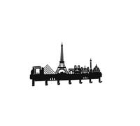 steland metallmanufaktur® Köln Skyline Panneau à clés en acier pour clés, vestes, serviettes (noir, Paris)