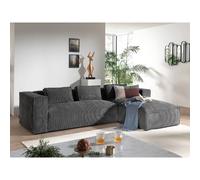 Stella - canapé d'angle droit en velours côtelé - 4 places -style contemporain - Gris foncé