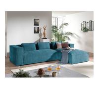 Stella - canapé d'angle droit en velours côtelé - 4 places -style contemporain - Bleu canard
