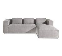Stella - canapé d'angle droit en velours côtelé - 4 places -style contemporain - Gris clair