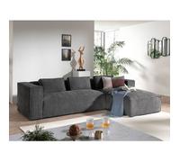 Stella - canapé d'angle droit en velours côtelé - 4 places -style contemporain - Gris foncé