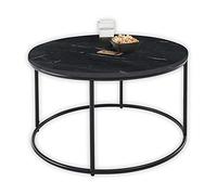 Stella Trading Belfort Basse Ronde Noir avec Structure en métal Table de Salon Moderne avec Plateau en marbre de qualité supérieure, 80 x 46 x 80 cm