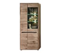 Stella Trading Bellano Viking Vitrine Aspect chêne Graphite - Vitrine Moderne avec éclairage LED et Beaucoup d'espace de Rangement - 80 x 202 x 38 cm (l x H x P)