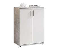 Stella Trading BOBBY Commode D’aspect Béton, Blanc, Buffet Bas Moderne, Beaucoup D’espace De Rangement Pour Votre Pièce À Vivre, 60 x 82 x 35 cm (L/H/P)