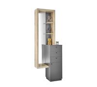 Stella Trading FRAME Porte-manteau mural Ensemble de vestiaires d'entrée en aspect Viking Oak, anthracite-Portemanteau moderne avec miroir pour votre entrée, 72 x 200 x 35 cm (L/H/P)