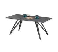 Stella Trading Jesse Basse de Style Industriel, Noire, Table de Salon Moderne avec Plateau en céramique et Structure en métal, 110 x 46 x 70 cm