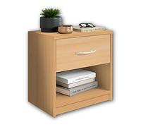 Stella Trading PEPE Table De Chevet, Aspect Hêtre, Table De Nuit Sobre Avec 1 Tiroir, Convient Pour Tout Lit Et Toute Chambre, 39 x 41 x 28 cm (L/H/P)