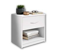 Stella Trading PEPE Table De Chevet, Blanc, Table De Nuit Sobre Avec Un Tiroir, Convient Pour Tout Lit Et Toute Chambre, 39 x 41 x 28 cm (L/H/P), Aucune Charnière Nécessaire