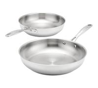 Stellar Profile Lot de 2 poêles à frire en acier inoxydable - 24 cm et 28 cm - Anti-adhésives, passent à l'induction, passent au lave-vaisselle, finition miroir durable