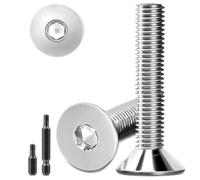 Stellarill Lot de 25 Vis à Tête Fraisée en Acier Inoxydable M6 x 40 mm à Six Pans Creux avec 2 Pièces de Têtes de Tournevis Hexagonales
