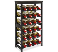 STELLSTAR Etagere Rangement Bouteille De Vin, Design 2 en 1, Stockage Bouteille De Comptoir à 3 Niveaux De 12 Bouteilles, Casier à Vin Autoportant à 6 Niveaux De 24 Bouteilles, Noir