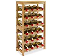 STELLSTAR Etagere Rangement Bouteille De Vin, Design 2 en 1, Stockage Bouteille De Comptoir à 3 Niveaux De 12 Bouteilles, Casier à Vin Autoportant à 6 Niveaux De 24 Bouteilles, Naturel