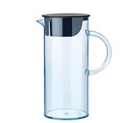 Stelton Pichet à eau EM77 - Pichet réfrigéré avec couvercle, poignée et filtre à glaçons - Carafe moderne - Récipient en plastique pour boissons froides, jus de fruits et punch - 1,5 litre, bleu
