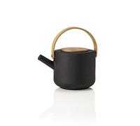 Stelton Théière Theo – grès scandinave, poignée et couvercle en bambou – 1,25 L – Noir-brun