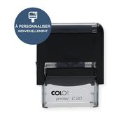 stempel-fabrik - Colop Printer C20 Tampon Custom à personnaliser avec le texte souhaité - Timbre auto-encreur à utiliser comme tampon de nom, d'adresse, d'entreprise (37x13 mm | 4 lignes | Noir)