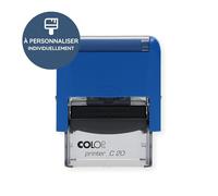 stempel-fabrik - Colop Printer C20 Tampon Custom à personnaliser avec le texte souhaité - Timbre auto-encreur à utiliser comme tampon de nom, d'adresse, d'entreprise (37x13 mm | 4 lignes |Bleu)