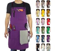 Stenffy Lot de 10 tabliers de cuisine en toile de coton, dos croisé réglable, artiste, peinture, charpentier pour homme et femme, violet, M to XXL