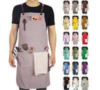 Stenffy Tablier de cuisine en toile de coton, dos croisé, réglable, pour homme, femme, grande taille