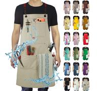 Stenffy Tabliers de travail avec plusieurs poches, toile imperméable pour la cuisine, la peinture, l'artisanat, le jardinage, tailles M à XXL, motifs colorés