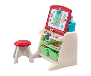 Step2 Flip & Doodle Chevalet Avec Bureau Et Tabouret Pour Enfants | Table De Créativité En Plastique Avec Boîtes De Rangement