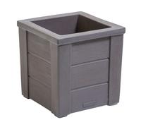 Step2 Lakewood Jardinière - Pot De Fleurs | Jardinière Balcon Ne Se Fend Pas Et Ne Rouille Pas - Cèdre Foncé - Plastique Rotomoulé - 40 X 40 X 40,6 Cm