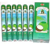 Sterling Effect Lot de 6 paquets de 120 bâtons d'encens Noix de coco avec support pour bâtons