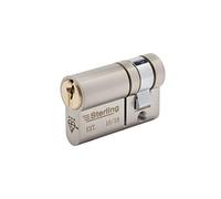 Sterling ESD1136 Int Ext Single TS007 Cylindre de porte 3 étoiles approuvé par la police sécurisée par design demi-euro, double finition laiton et nickel satiné, 11 mm intérieur x 36 mm extérieur (47