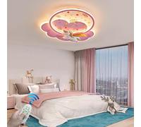 Stesulfr Plafonnier rose avec télécommande moderne LED intensité variable pour chambre d'enfant éclairage de plafond créatif en forme de nuage et de licorne adapté cuisine chambre à coucher chambre d'