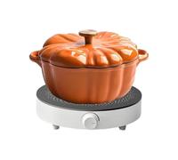 Stew Pot - 16x12x8cm | Pumpkin Design Stockpot Cookware | Non Stick Soup Bean Simmer Pot Boiler Saucepan With Handle For Baking Sauteing Simmering Boiling Stove Oven Cooking